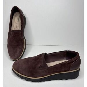 Clark's Collection Soft Cushion Women 9.5 Faux Suede Dark Mauve Slip On Shoes
